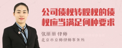 公司债权转股权的债权应当满足何种要求