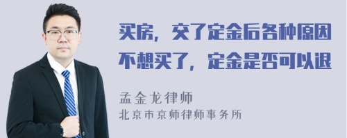 买房，交了定金后各种原因不想买了，定金是否可以退