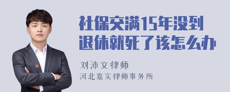 社保交满15年没到退休就死了该怎么办