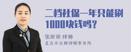 二档社保一年只能刷1000块钱吗？