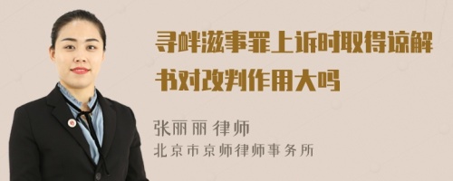 寻衅滋事罪上诉时取得谅解书对改判作用大吗