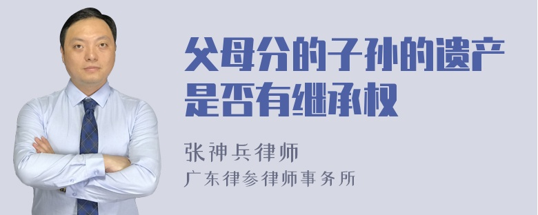 父母分的子孙的遗产是否有继承权