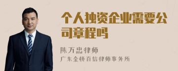 个人独资企业需要公司章程吗