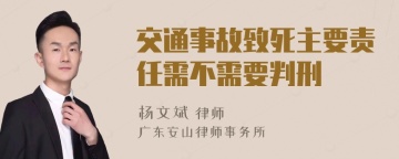 交通事故致死主要责任需不需要判刑