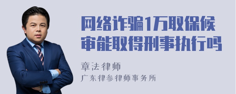 网络诈骗1万取保候审能取得刑事执行吗