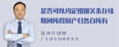 是否可以约定婚姻关系存续期间所得财产归各自所有