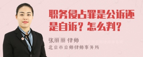 职务侵占罪是公诉还是自诉？怎么判？