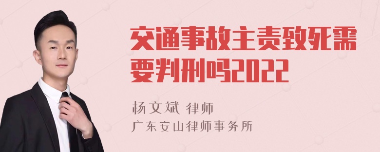 交通事故主责致死需要判刑吗2022