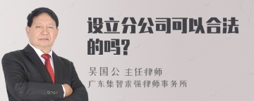 设立分公司可以合法的吗?