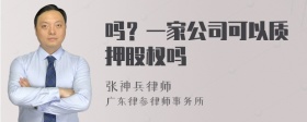 吗？一家公司可以质押股权吗