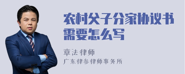 农村父子分家协议书需要怎么写