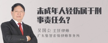 未成年人轻伤属于刑事责任么？