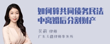 如何算共同债务民法中离婚后分割财产