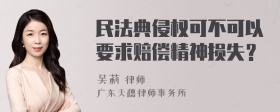 民法典侵权可不可以要求赔偿精神损失？