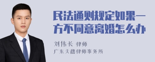 民法通则规定如果一方不同意离婚怎么办