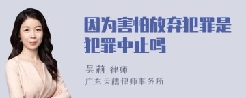 因为害怕放弃犯罪是犯罪中止吗