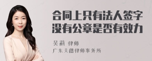 合同上只有法人签字没有公章是否有效力