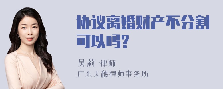 协议离婚财产不分割可以吗?