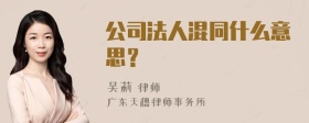 公司法人混同什么意思？