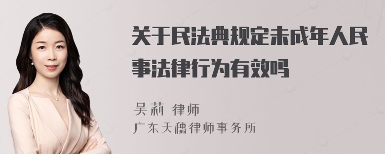 关于民法典规定未成年人民事法律行为有效吗