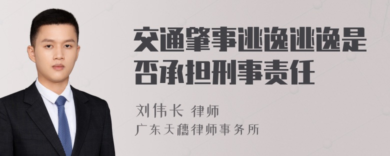 交通肇事逃逸逃逸是否承担刑事责任