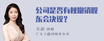 公司是否有权撤销股东会决议？