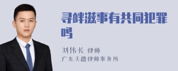 寻衅滋事有共同犯罪吗