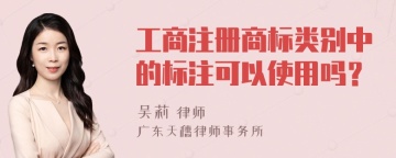 工商注册商标类别中的标注可以使用吗？