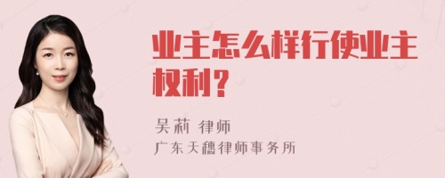 业主怎么样行使业主权利？