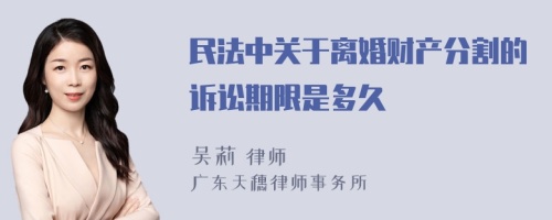 民法中关于离婚财产分割的诉讼期限是多久