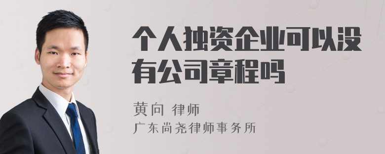 个人独资企业可以没有公司章程吗