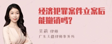 经济犯罪案件立案后能撤销吗?