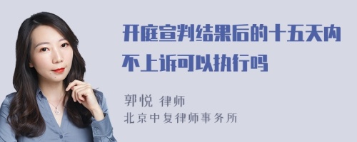 开庭宣判结果后的十五天内不上诉可以执行吗