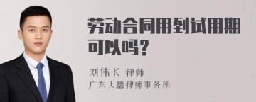 劳动合同用到试用期可以吗？