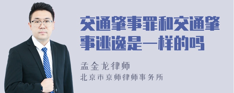 交通肇事罪和交通肇事逃逸是一样的吗