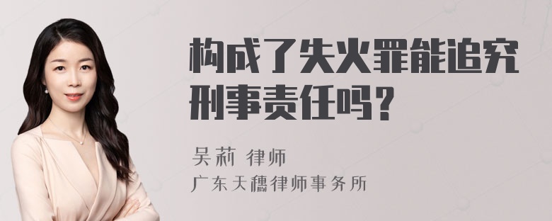 构成了失火罪能追究刑事责任吗？