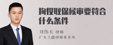 拘役取保候审要符合什么条件