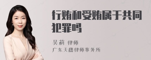 行贿和受贿属于共同犯罪吗