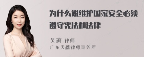 为什么说维护国家安全必须遵守宪法和法律