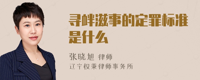 寻衅滋事的定罪标准是什么