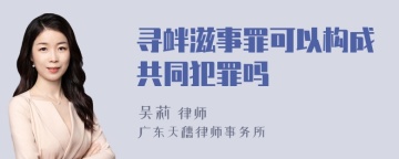 寻衅滋事罪可以构成共同犯罪吗