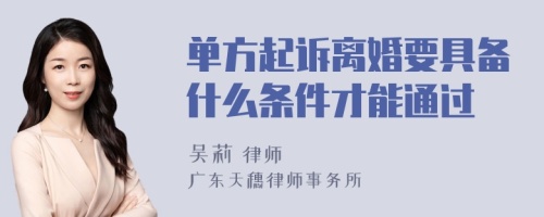 单方起诉离婚要具备什么条件才能通过