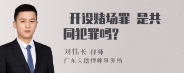  开设赌场罪 是共同犯罪吗?