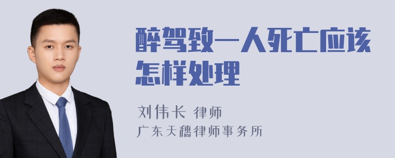 醉驾致一人死亡应该怎样处理