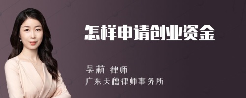 怎样申请创业资金