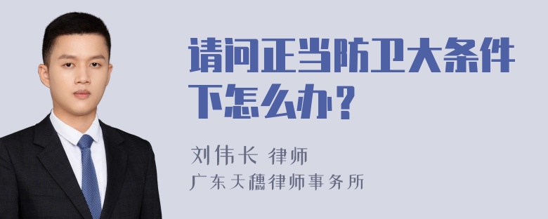 请问正当防卫大条件下怎么办？