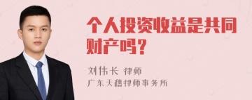 个人投资收益是共同财产吗？