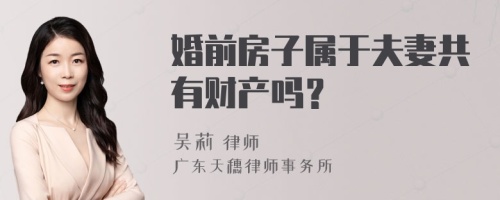 婚前房子属于夫妻共有财产吗？