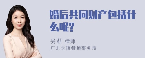 婚后共同财产包括什么呢?