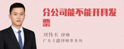 分公司能不能开具发票